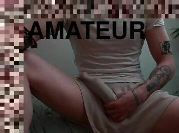 masturbation, amateur, branlette, secousses, petit-ami, solo, blanc, tatouage