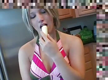 Teen banana blowjob tease