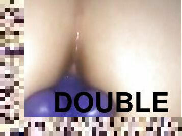 Double dildo in ass and pussy