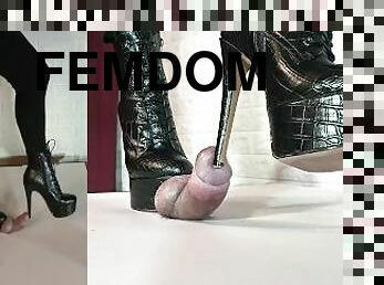 Snakeskin booties crush cock