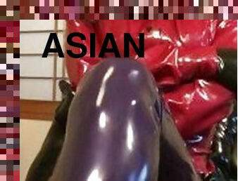 asiatisk, amatør, bdsm, fetish, latex, solo, bondage, gummi