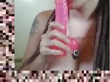 amatør, blowjob, deepthroat, knulling-fucking, dildo, oral, brunette, tattoo