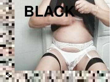 Patty crossdresser Black dress white lingerie teasing