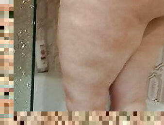 banhos, teta-grande, gordo, esposa, bbw, bochechuda, natural, chuveiro