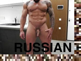 russo, tiro-ao-alvo, gay, rabo, sozinho, musculado, tatuagem, pénis