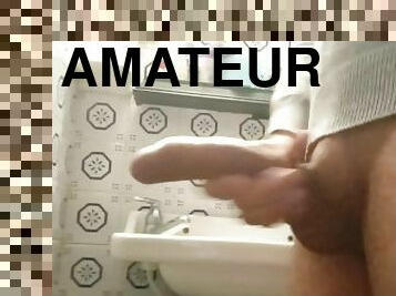 masturbation, amateur, ejaculation-sur-le-corps, énorme-bite, branlette, solo, réalité, bite