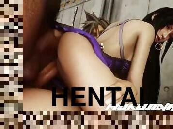 trio, double, fantaisie, hentai, pénétrante