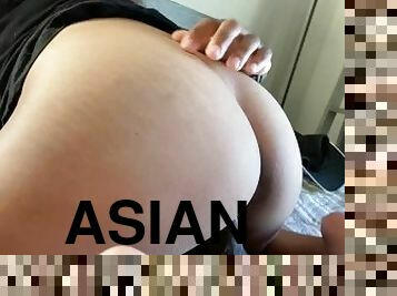 Asian GF Riding Dick While Parents Watch TV
