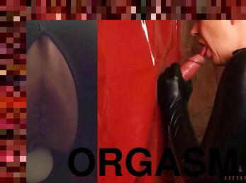 Simultaneously orgasm at glory hole cum in mouth 3 cams view