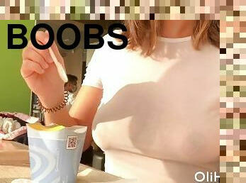 Girl flashing boobs at Mcdonalds