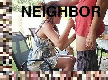 Neighbors wife  sucking my dick outdoor