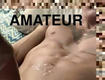 énorme, amateur, ejaculation-sur-le-corps, solo