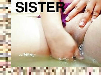 Step Sister Masturbates under a water while no one is home