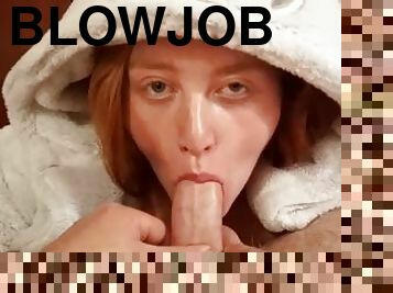 Pov Ginger teen gives slow sloppy blowjob to daddy