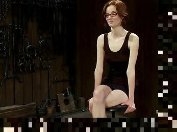 Sexy redheads held down and masturbates while covered by clothes pins