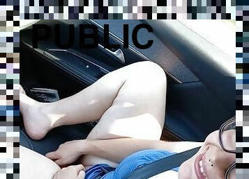 Hot teen tries out new sex toys while driving on the highway