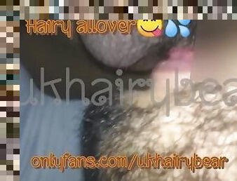 Hairy cub shoots cum all over me and in me