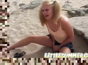 klitoris, onani, orgasme, pussy, amatør, tenåring, strand, fingret, blond, naturlig