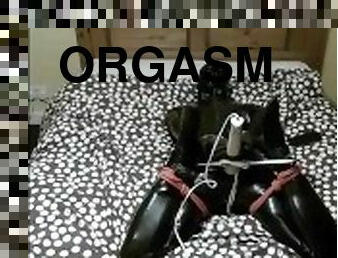 orgasmi, amatööri, bdsm, dildo, lateksi, soolo, sidonta