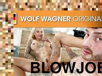 POV BLOWJOB: Tattoo bitch Harleen van Hynten pounded hard! WolfWagnerCom