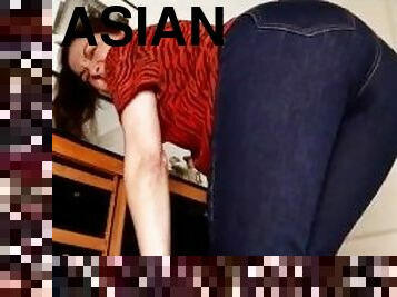 asiatisk, röv, gigantisk, amatör, blandade-raser, fransk, fetisch, ensam, jeans