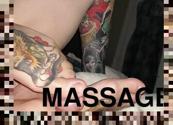 masturbation, amateur, fellation, énorme-bite, milf, massage, pieds, lait, tatouage, bite