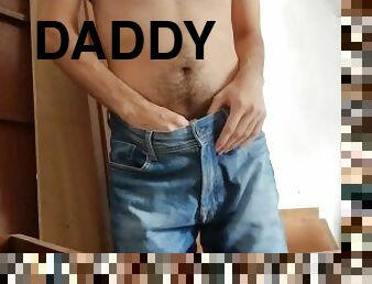 pai, grande, mijando, gay, meias-calças, ejaculação, fetiche, sozinho, paizinho, musculado