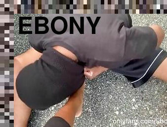 Ebony Domme Ballbusting in Public on her Foot Fetish Slave - POV - FULL
