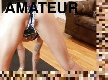 amateur, butin, serrée, bout-a-bout, parfait, flexible, jambes, séance-dentraînement