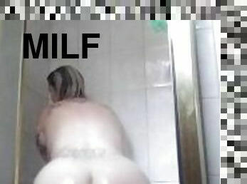 Big Ass MILF Caught Squirting and Riding in Shower