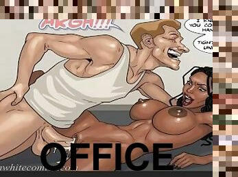 bureau-office, orgie, fellation, ébène, énorme-bite, interracial, milf, maman, gangbang, ejaculation-interne