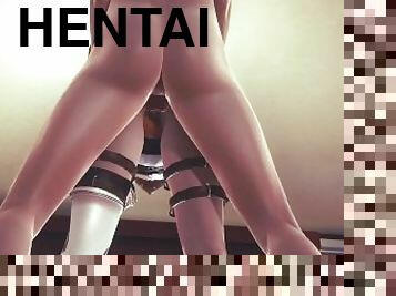 mėgėjai, lesbietės, paauglys, japonai, rinkinys, anime, hentai, 3d