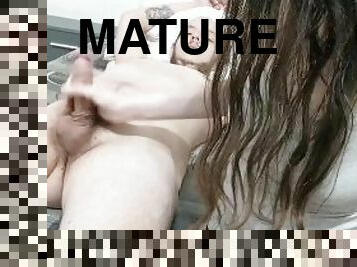 amateur, mature, ejaculation-sur-le-corps, énorme-bite, branlette, française, solo, brunette, cougar, bite