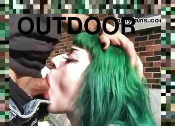 Emo Goth Girl Slut Gets Face Fucked Outdoors