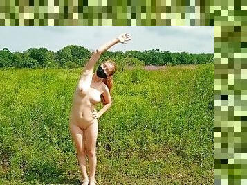 Exercise naked on a country road