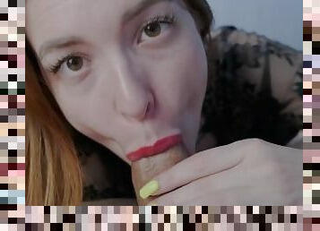 Birthday blowjob - redhead suck till he cum