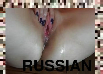 clito, masturbation, orgasme, chatte-pussy, russe, milf, sale, serrée, gode, trou-du-cul