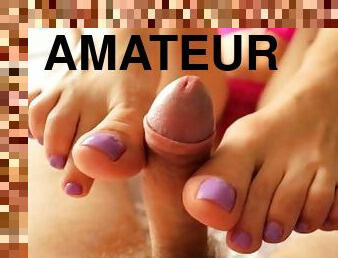 amatør, udløsning, spiller, fødder, synsvinkel, sperm, perfekt, fodjob, tæer