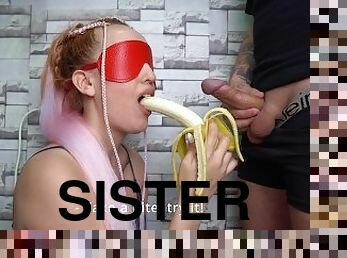 Cheated Step Sister in Fruit Game! She liked it! SURPRISE!