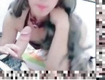 super cute ladyboy is a cocksucker with a dude
