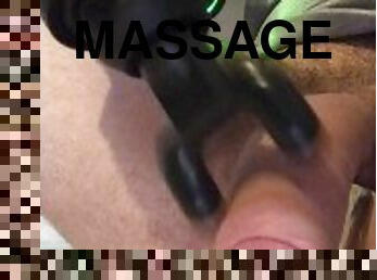 MASSAGE GUN meets my UNCUT COCK HEAD ** BALL WEIGHTS ON **