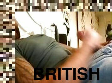 Uncut British tattooed guy squirts