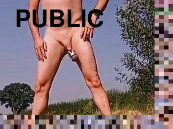 Public pee cum nude and stockings compilation