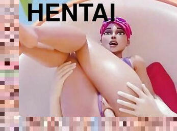 gros-nichons, anal, japonais, plage, butin, hentai, seins, blanc