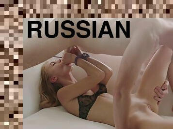 Blonde Russian Girl Playing A Light Fetish Game With Her Boyfriend