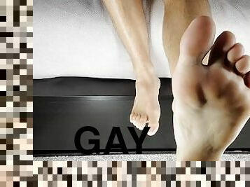 gay, pieds, fétiche, solo, orteils