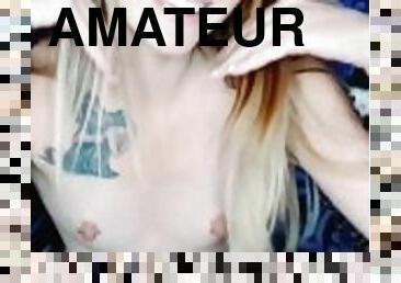 amateur, ados, compilation, blonde, coquine, assez, solo, petits-seins