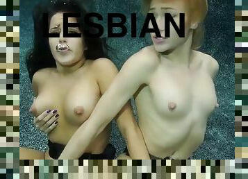 lesbienne, blonde, brunette, sous-leau