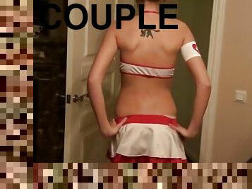 Couple sex games with a hot nurse