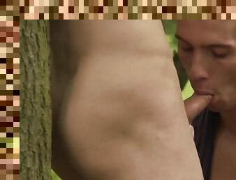 Twink Anal Fuck and blowjob in public - Caught in the wood Scene 3